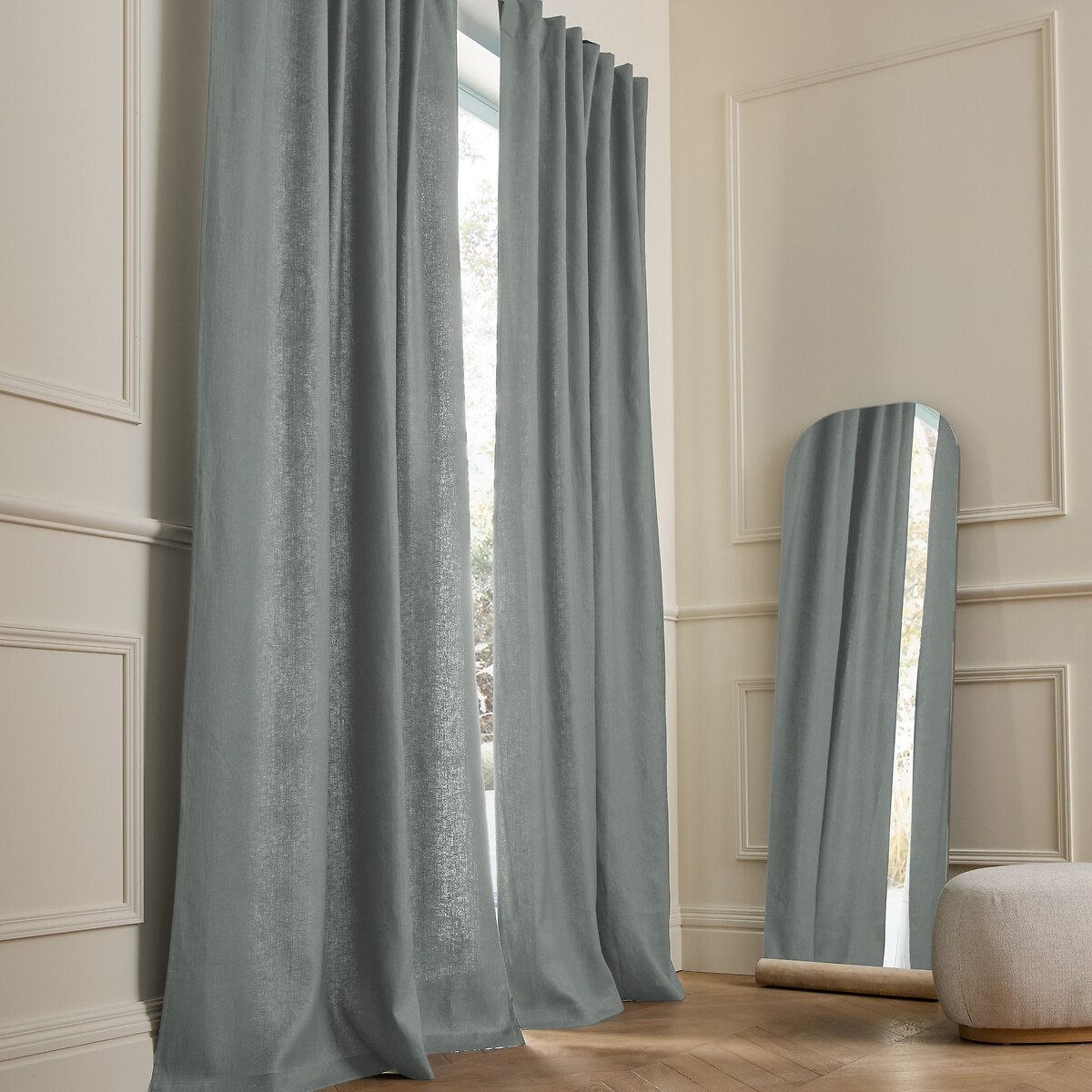 Κουρτίνα από πλυμένο λινό με διπλή επένδυση και κρυφές θηλιές 140x320 cm