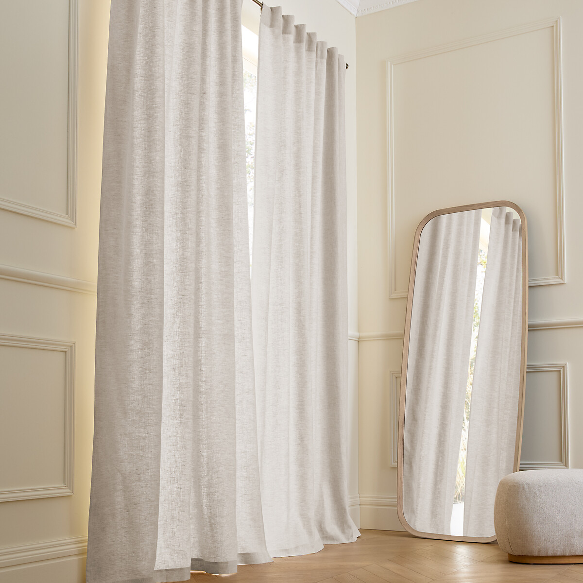 Κουρτίνα από πλυμένο λινό με διπλή επένδυση και κρυφές θηλιές 140x180 cm