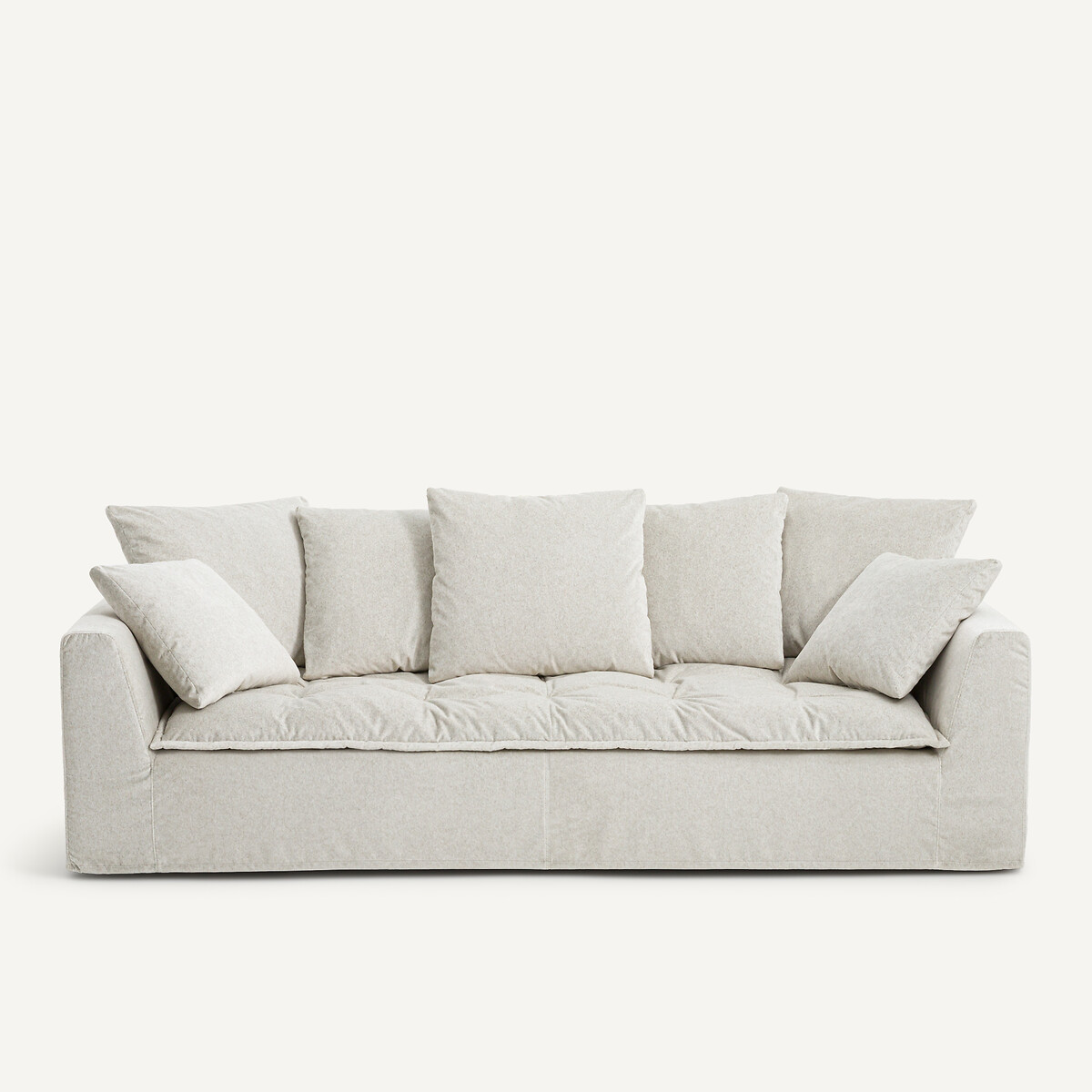 Καναπές με ταπετσαρία από λινό βελούδο Μ111xΠ213xΥ88cm