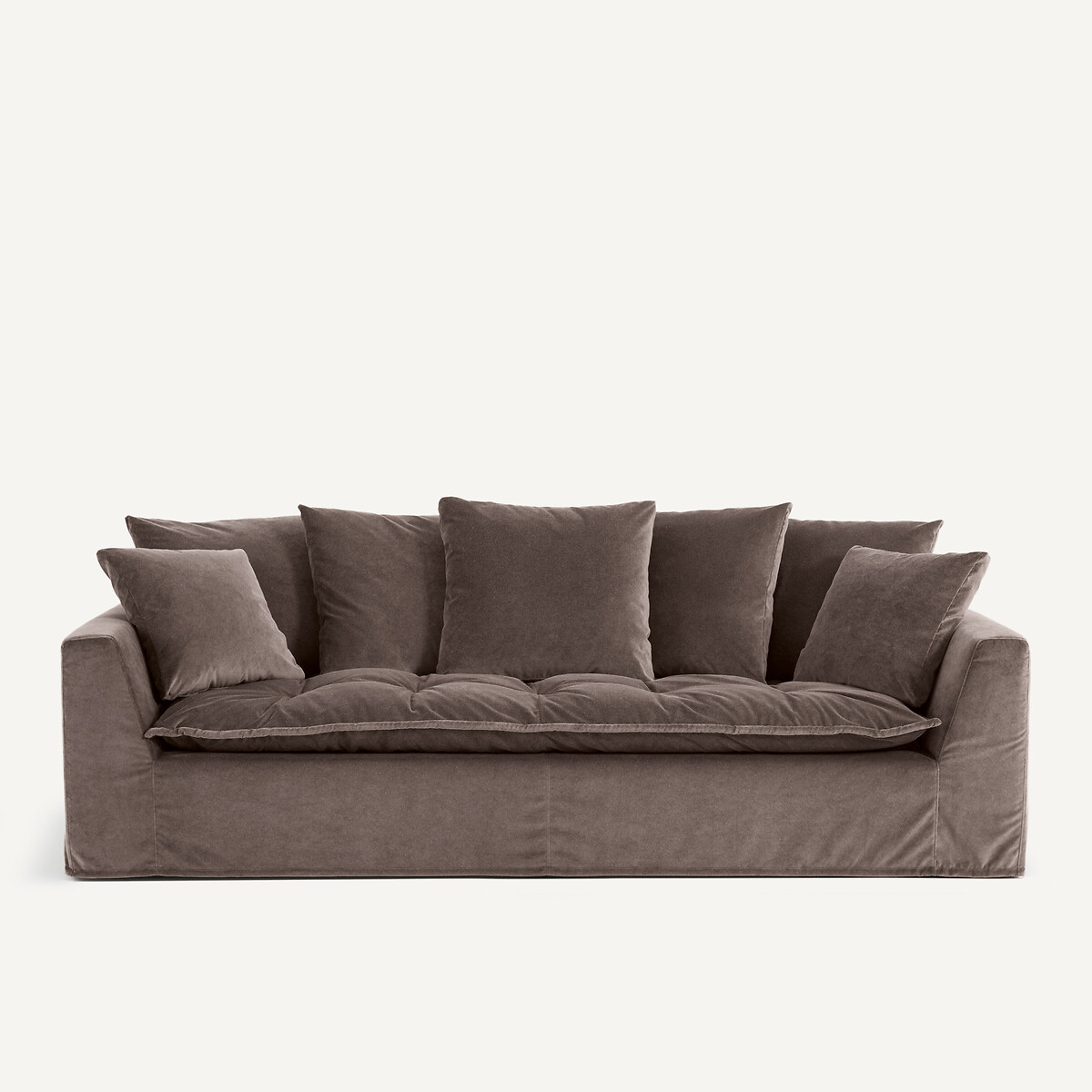 Καναπές με ταπετσαρία από λινό βελούδο Μ111xΠ213xΥ88cm