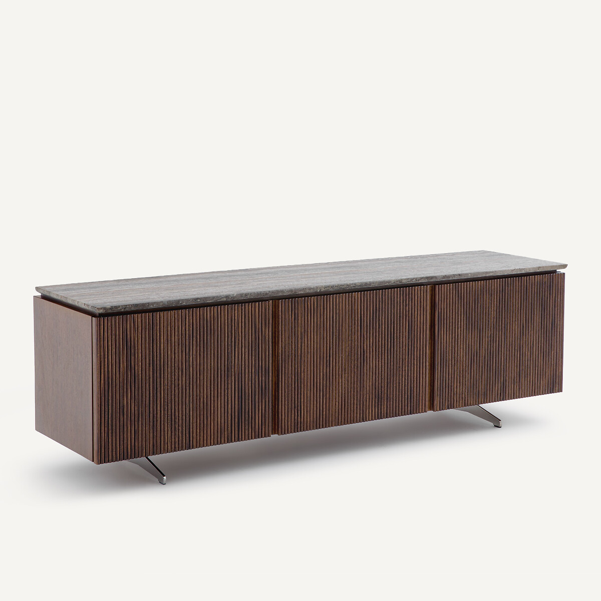 Έπιπλο TV από ξύλο καρυδιάς και τραβερτίνη Μ42xΠ165xΥ52cm