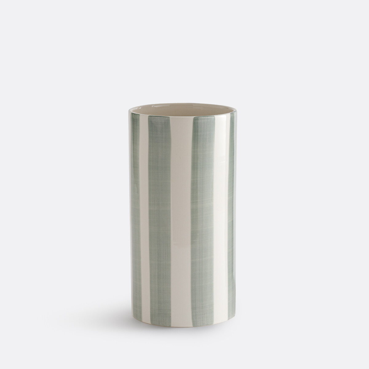 Κεραμικό βάζο με ρίγες Μ12xΠ12xΥ25cm