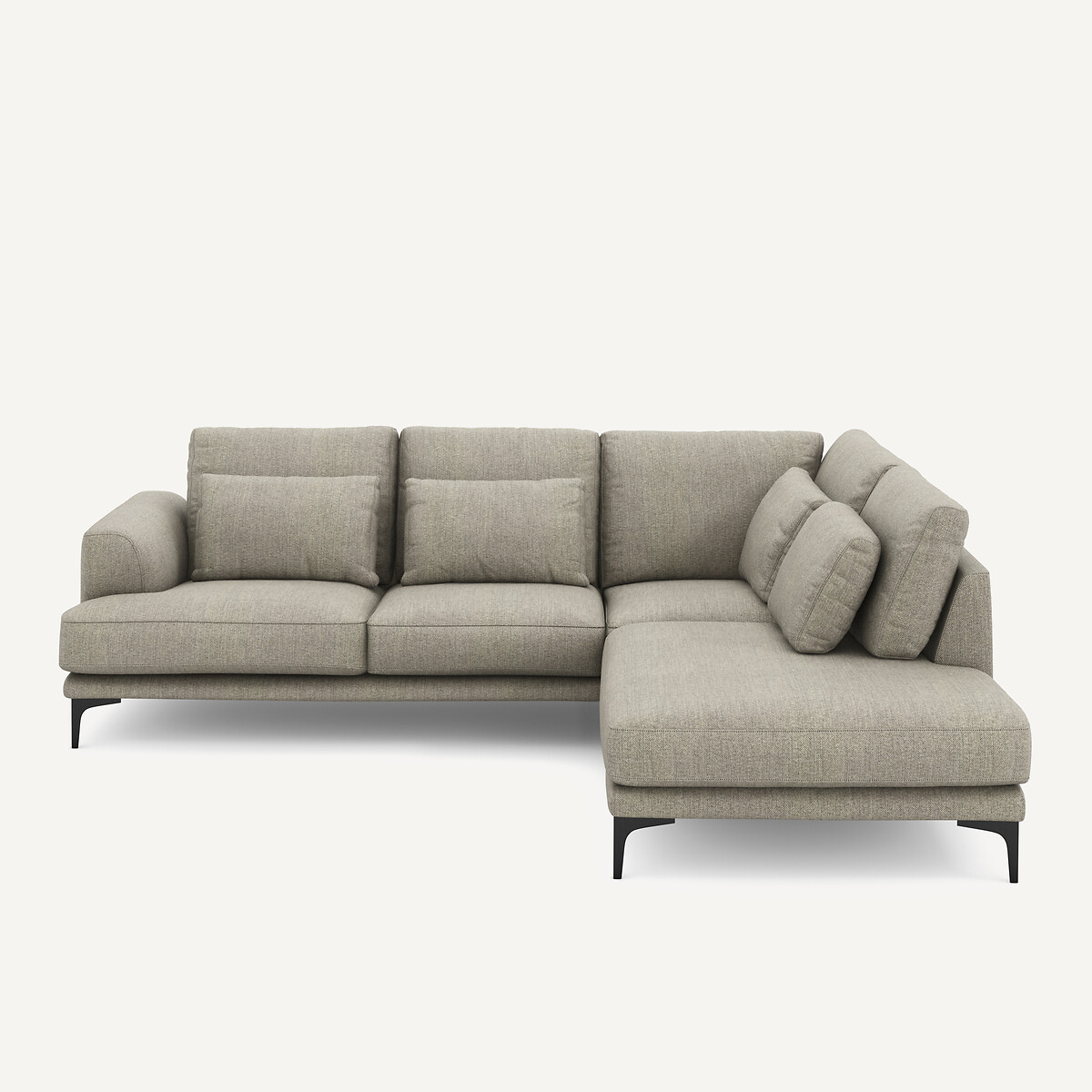 Γωνιακός καναπές με δεξιά κλειστή γωνία και τουίντ ταπετσαρία Μ222xΠ258xΥ83cm