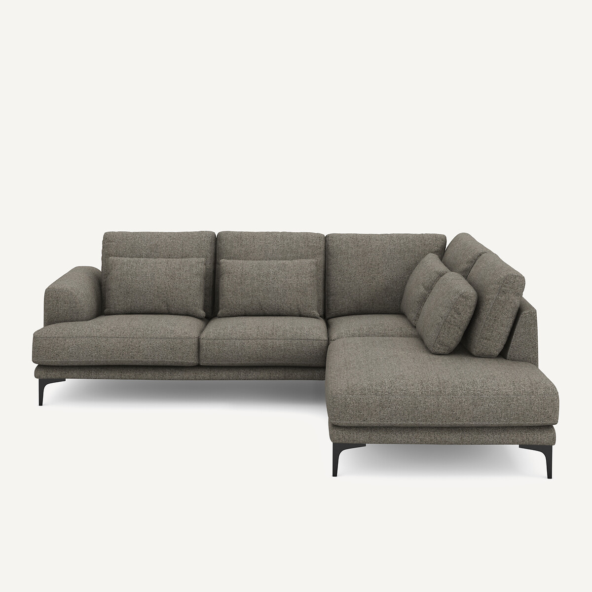 Γωνιακός καναπές με δεξιά κλειστή γωνία και τουίντ ταπετσαρία Μ222xΠ258xΥ83cm