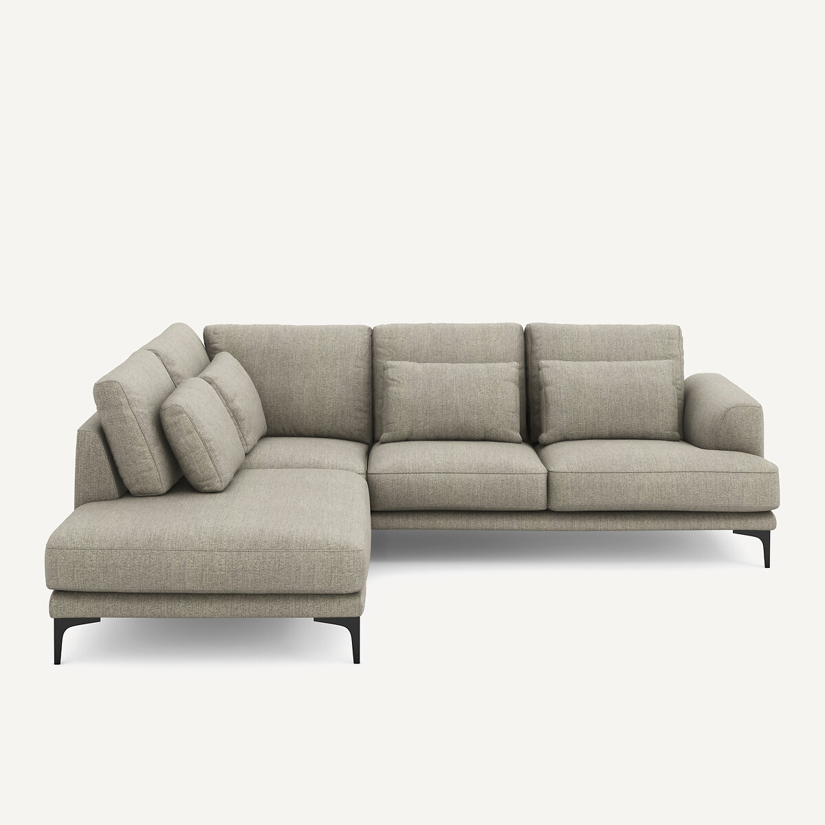 Γωνιακός καναπές με αριστερή κλειστή γωνία και τουίντ ταπετσαρία Μ222xΠ258xΥ83cm