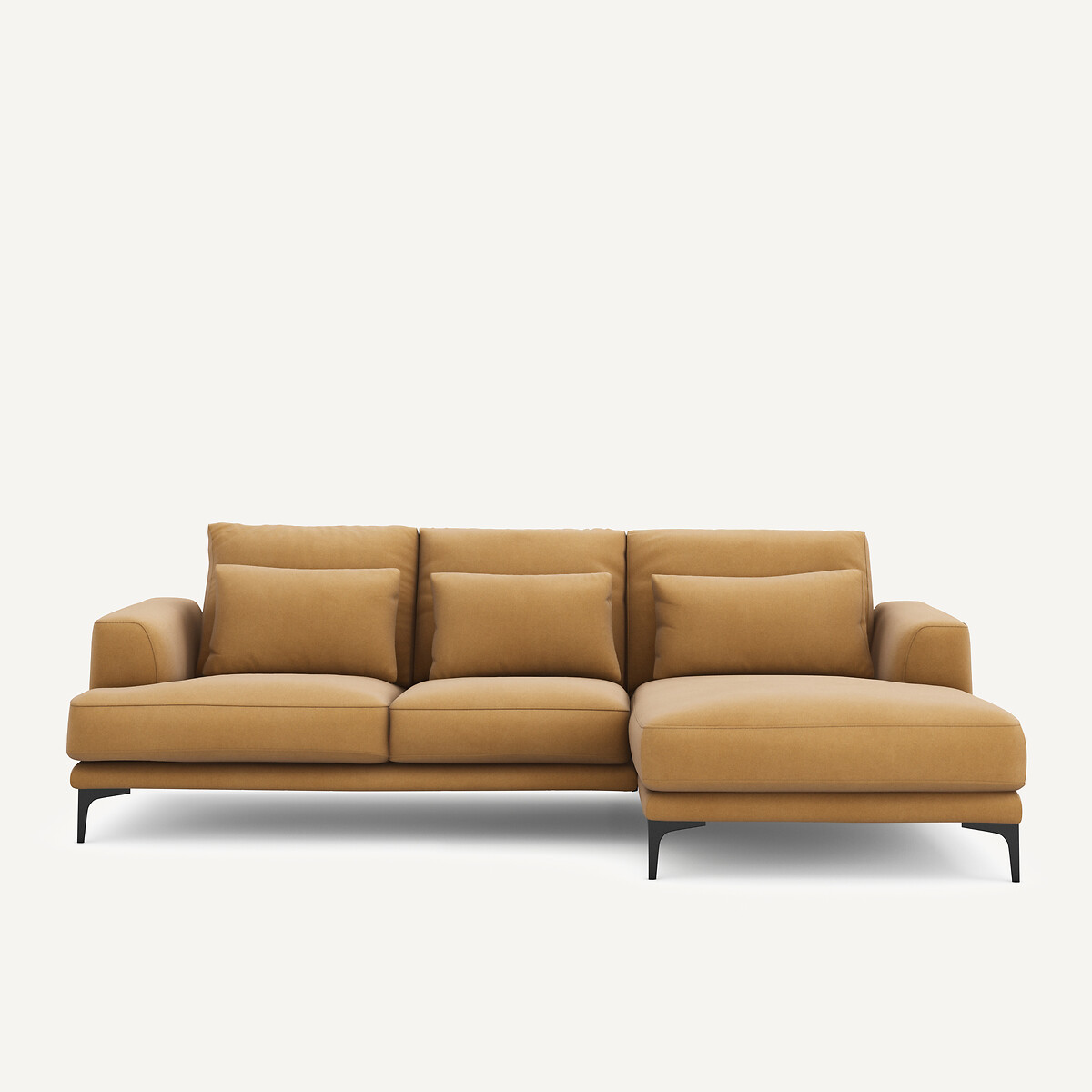 Γωνιακός δεξιός καναπές από λινό βελούδο Μ149xΠ258xΥ83cm