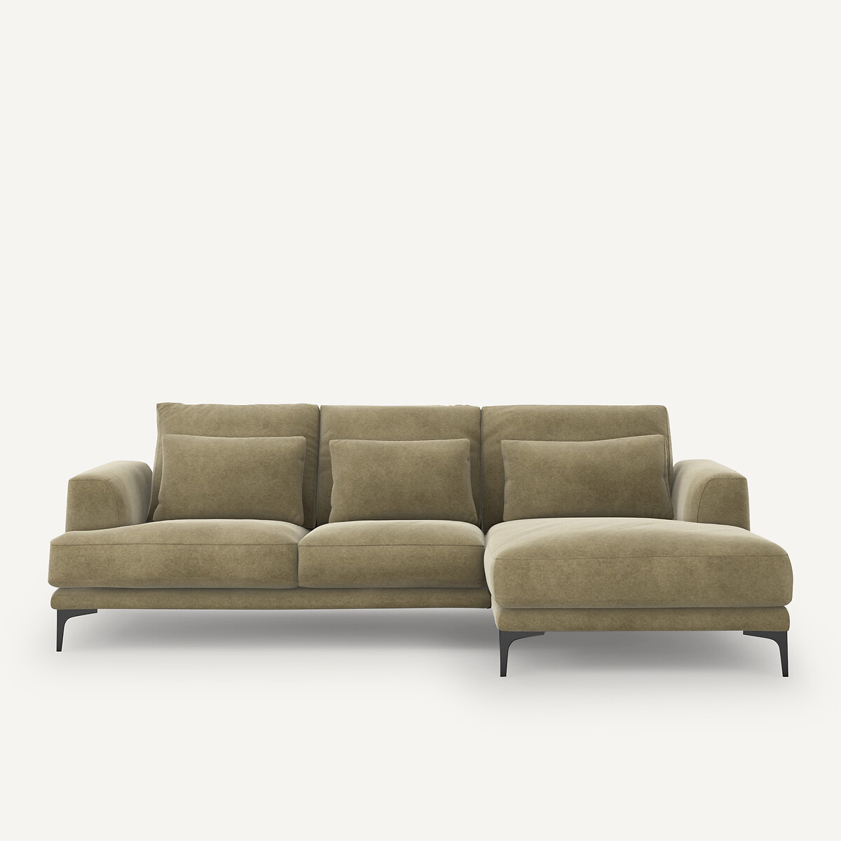 Γωνιακός δεξιός καναπές από λινό βελούδο Μ149xΠ258xΥ83cm