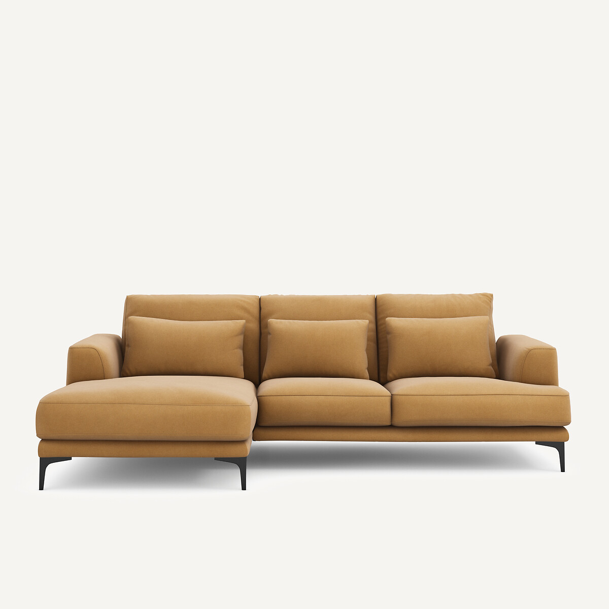 Γωνιακός αριστερός καναπές από λινό βελούδο Μ149xΠ258xΥ83cm