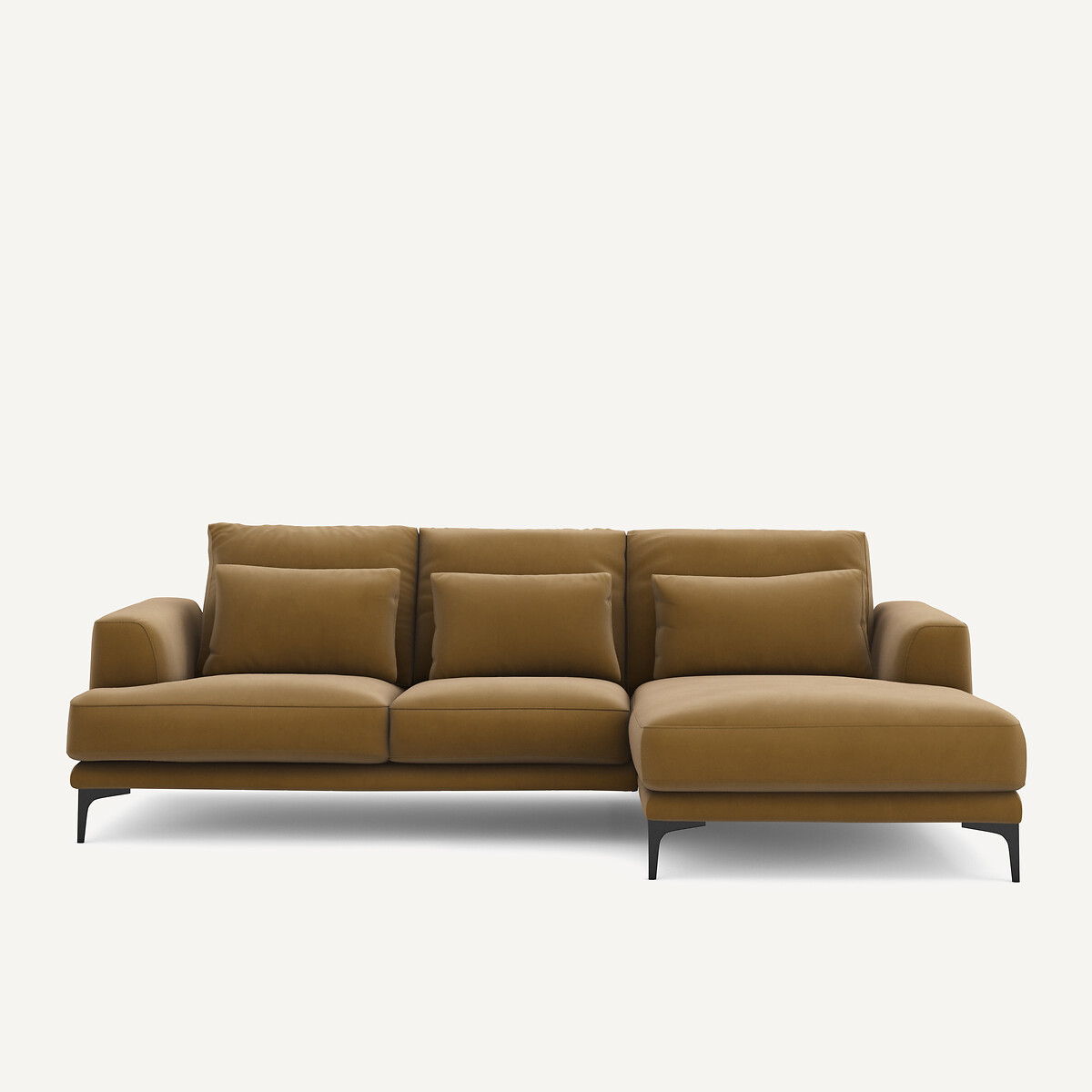 Γωνιακός αριστερός καναπές από λινό βελούδο Μ149xΠ258xΥ83cm