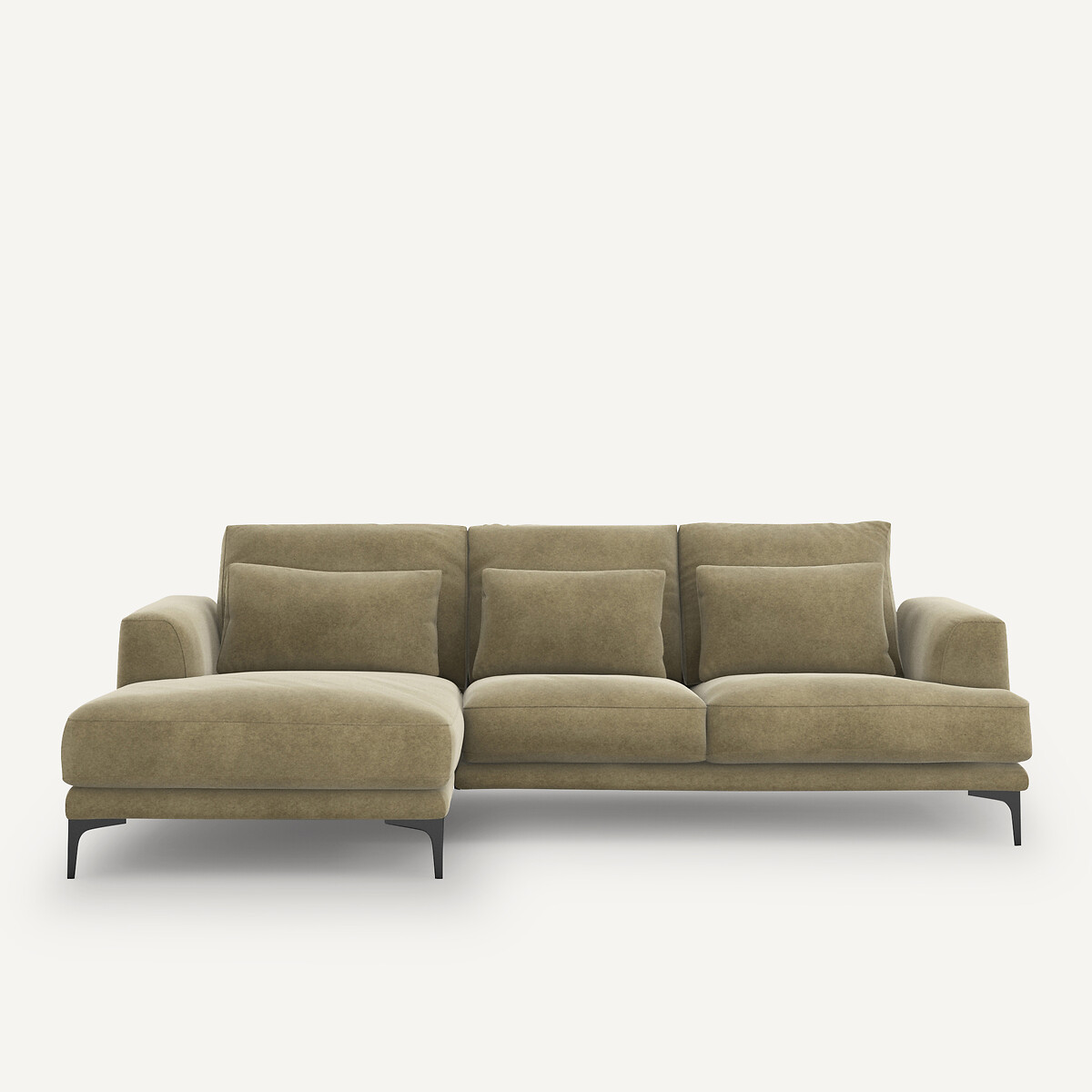 Γωνιακός αριστερός καναπές από λινό βελούδο Μ149xΠ258xΥ83cm