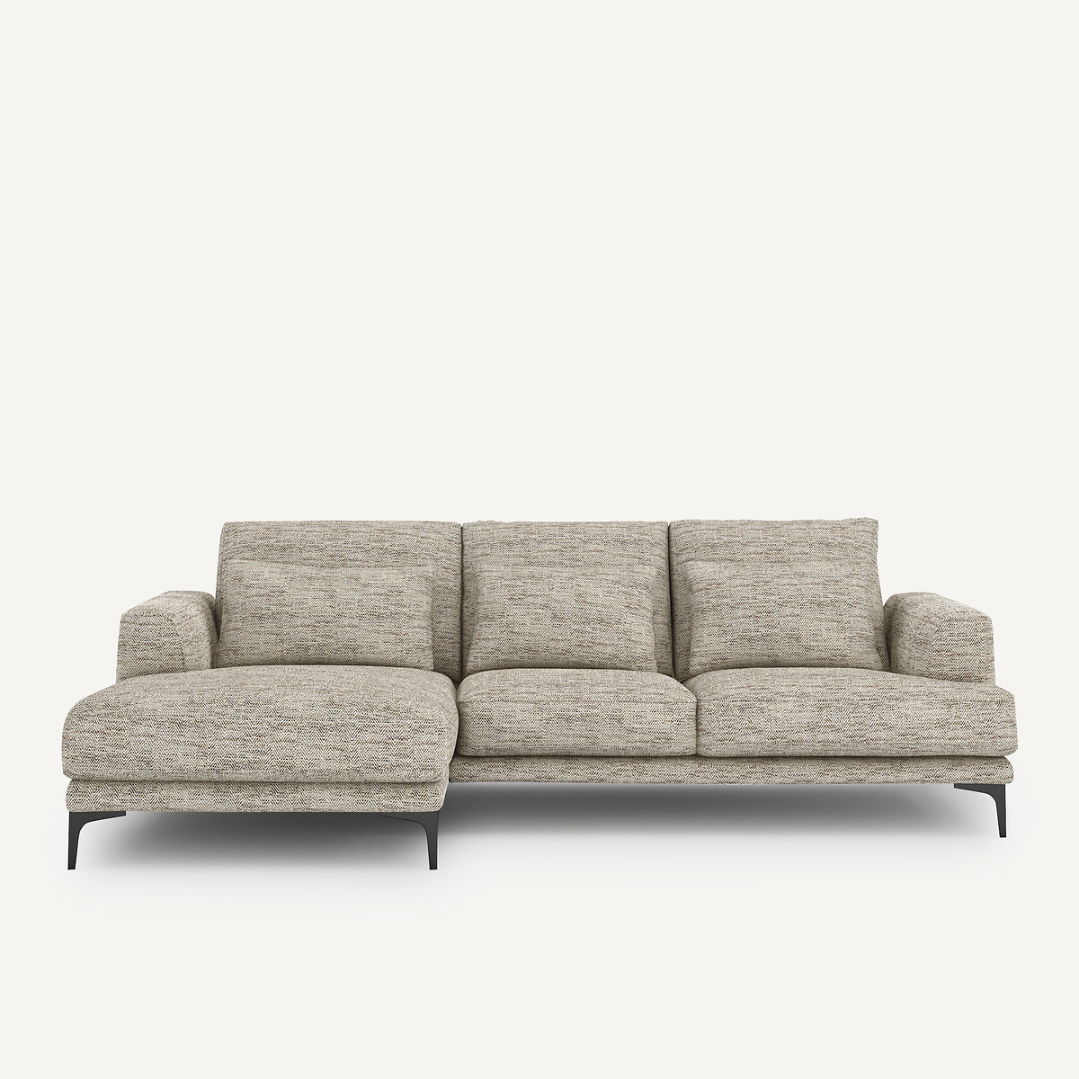 Γωνιακός αριστερός καναπές με ταπετσαρία ψαροκόκκαλο Μ149xΠ258xΥ83cm