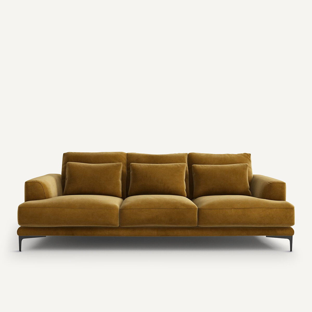 Καναπές 4 θέσεων με βελούδινη ταπετσαρία Μ105xΠ247xΥ83cm