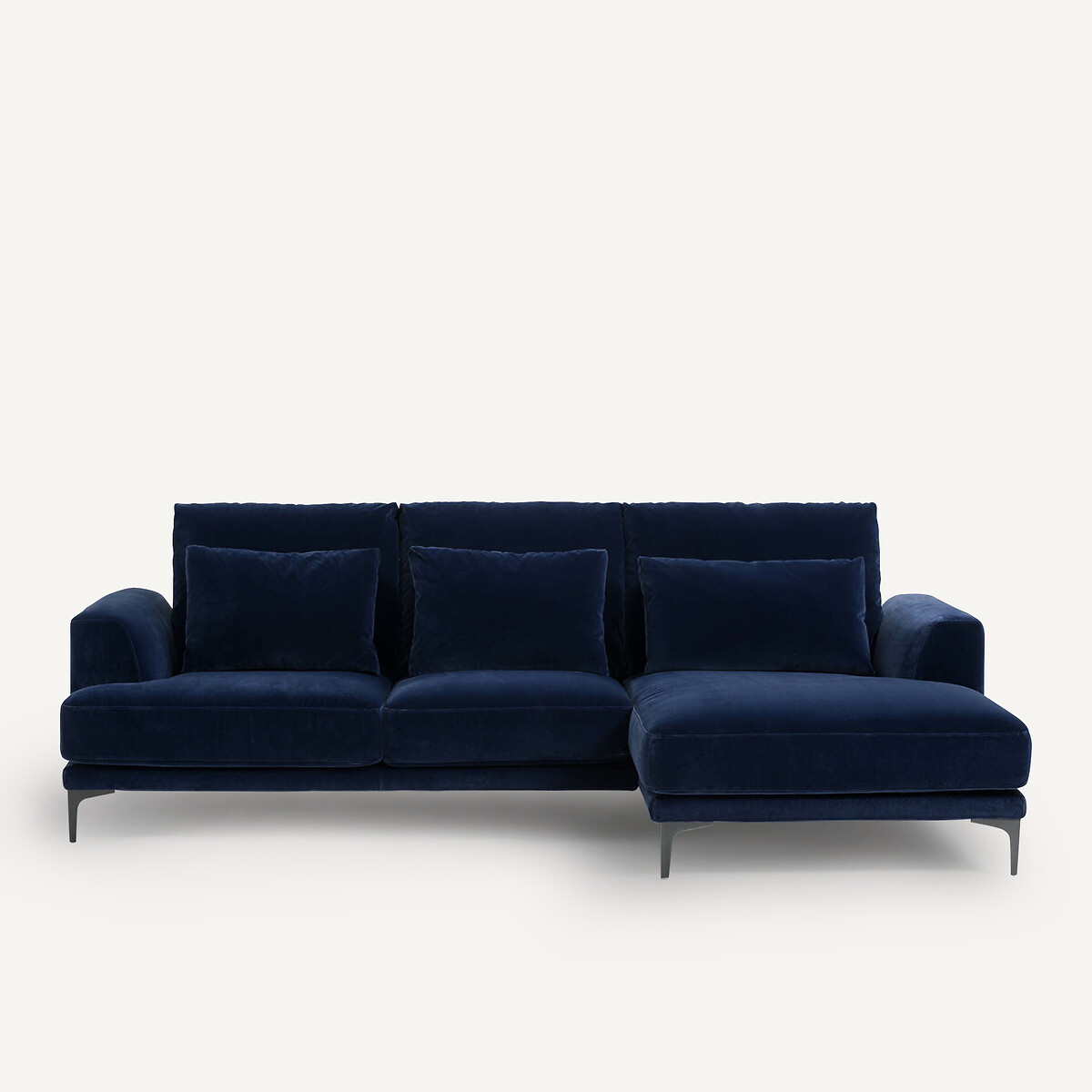 Γωνιακός δεξιός καναπές με βελούδινη ταπετσαρία Μ149xΠ258xΥ83cm