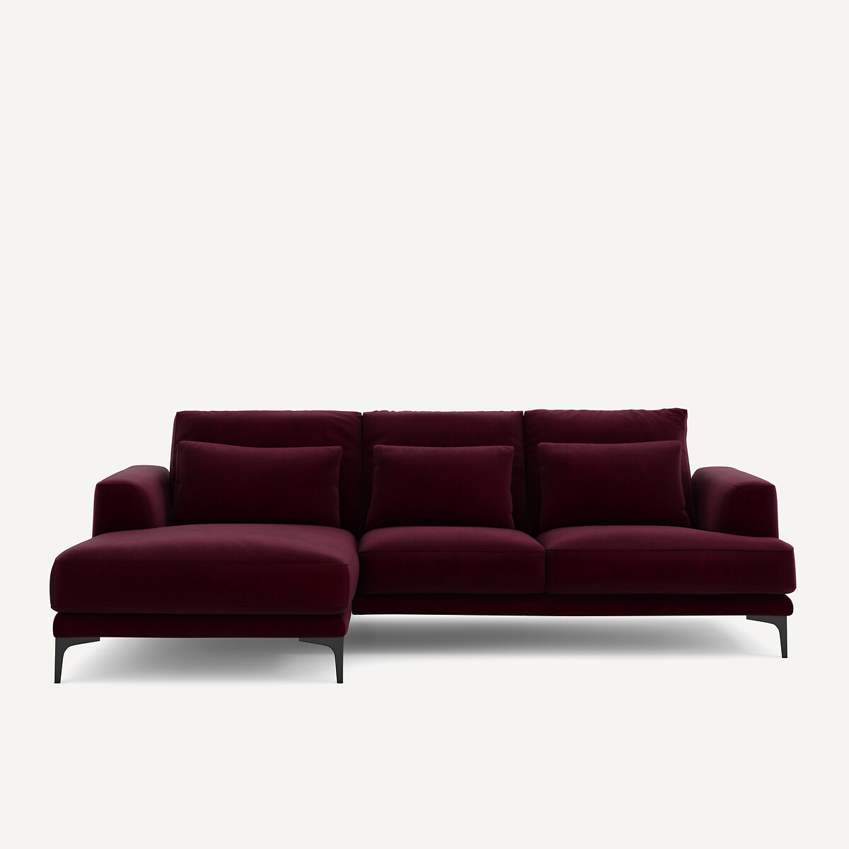 Γωνιακός δεξιός καναπές με βελούδινη ταπετσαρία Μ149xΠ258xΥ83cm