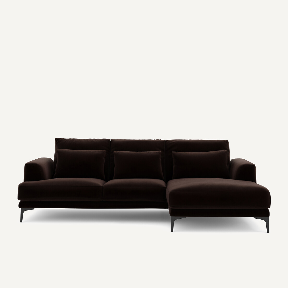 Γωνιακός αριστερός καναπές με βελούδινη ταπετσαρία Μ149xΠ258xΥ83cm