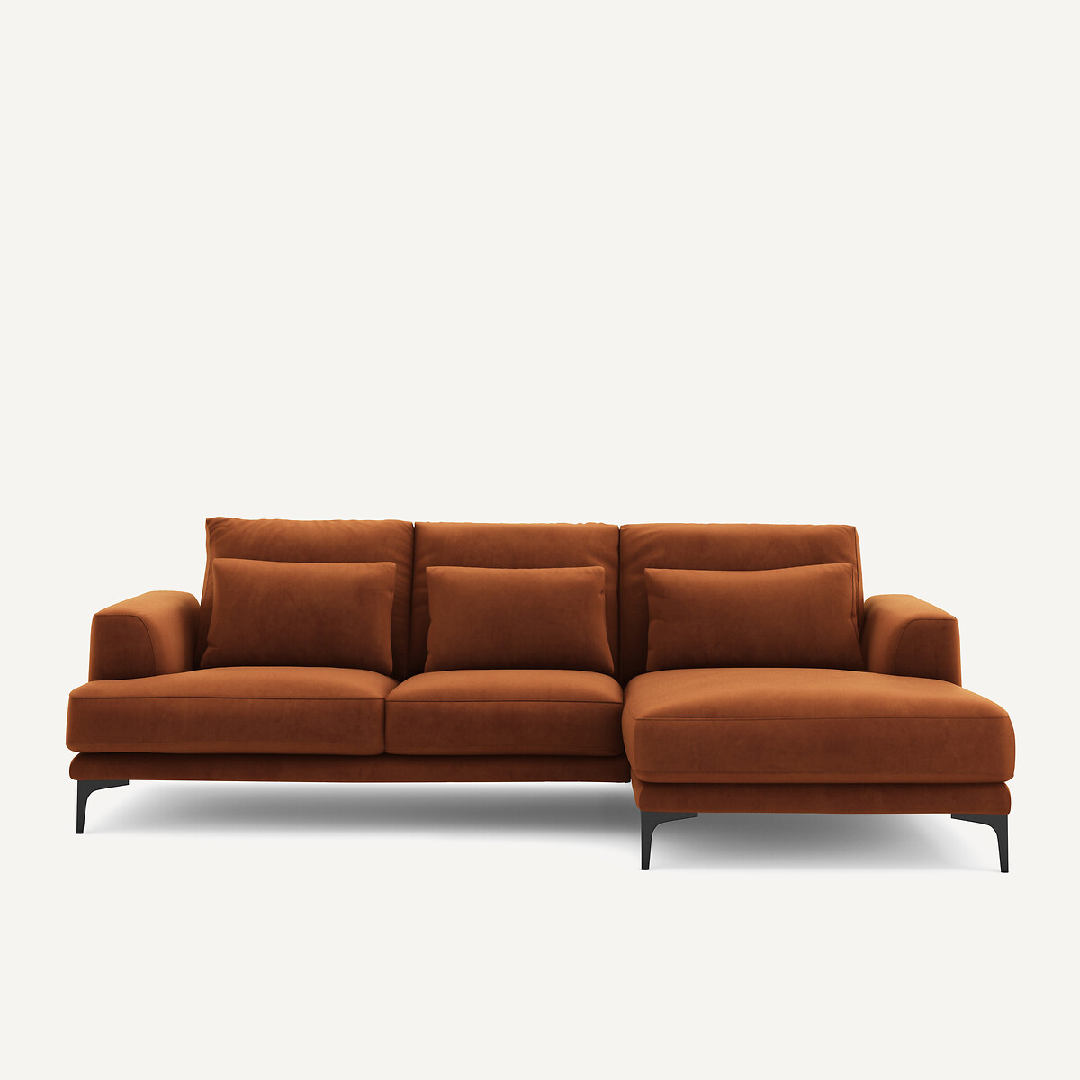 Γωνιακός αριστερός καναπές με βελούδινη ταπετσαρία Μ149xΠ258xΥ83cm