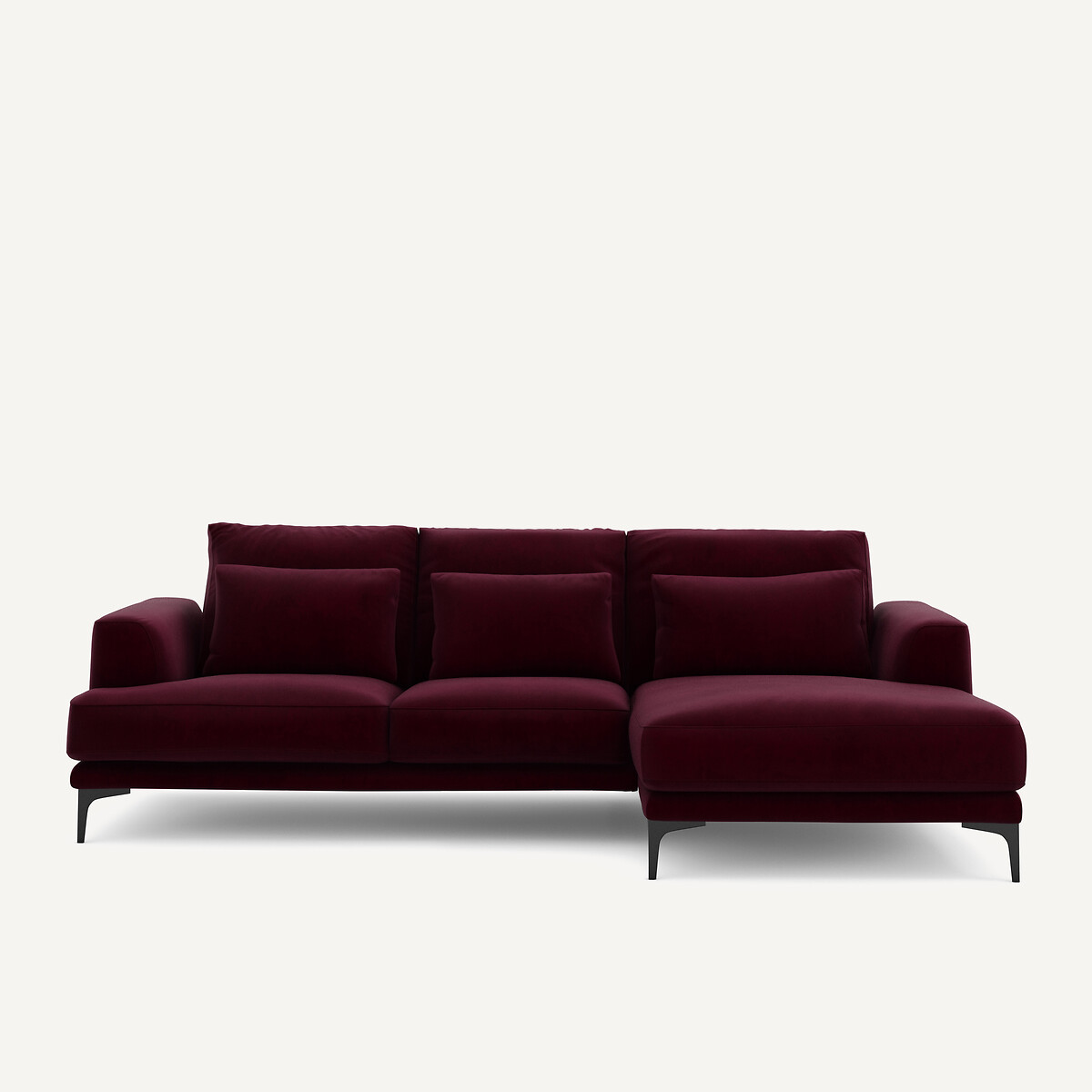 Γωνιακός αριστερός καναπές με βελούδινη ταπετσαρία Μ149xΠ258xΥ83cm