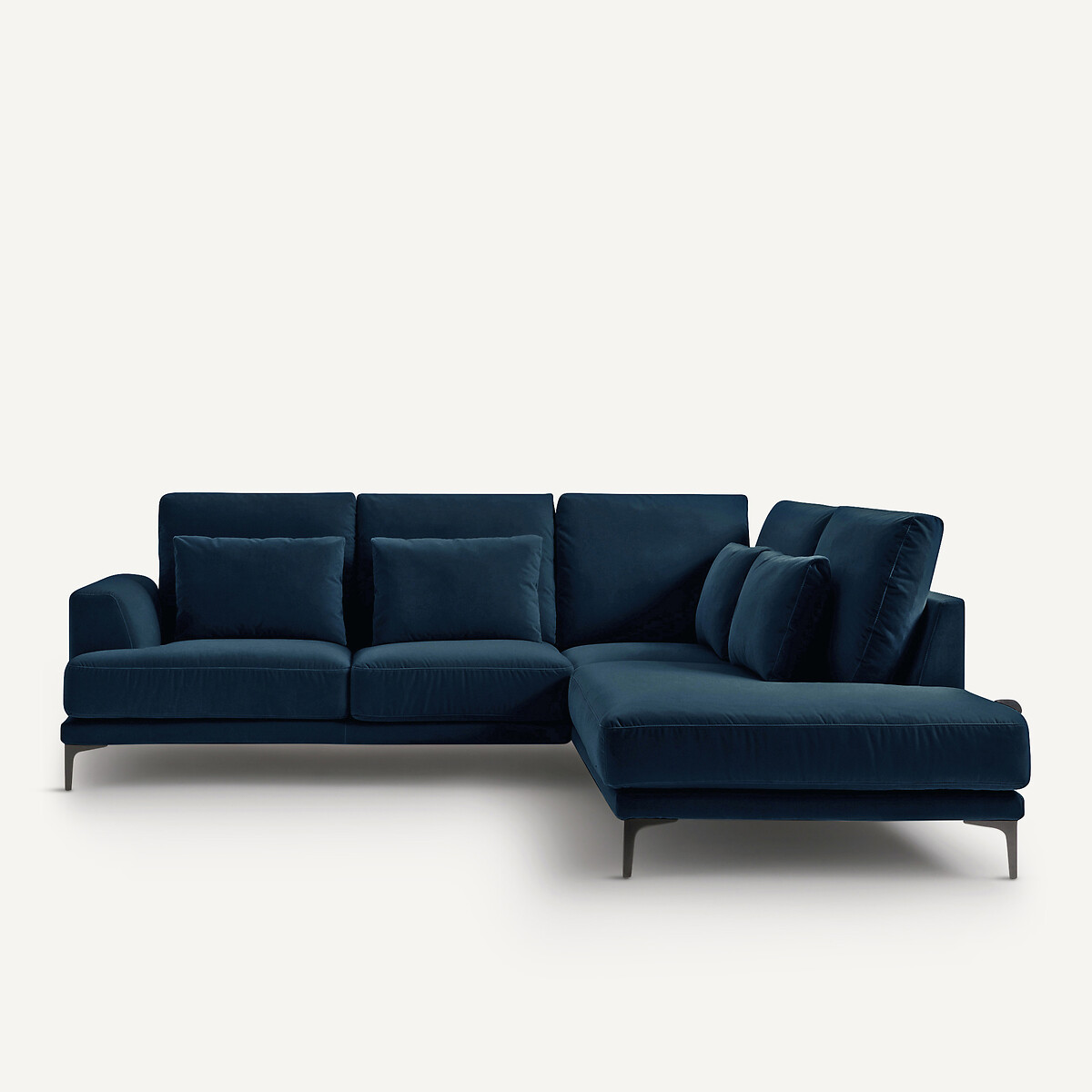 Γωνιακός καναπές με δεξιά κλειστή γωνία και βελούδινη ταπετσαρία Μ222xΠ258xΥ83cm