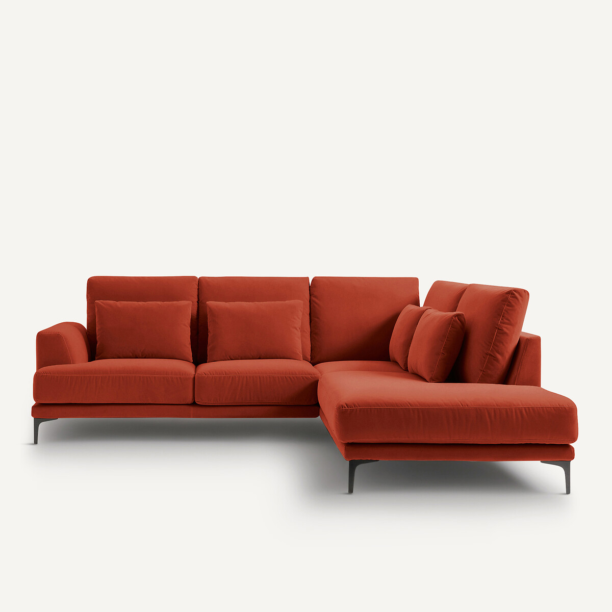 Γωνιακός καναπές με δεξιά κλειστή γωνία και βελούδινη ταπετσαρία Μ222xΠ258xΥ83cm