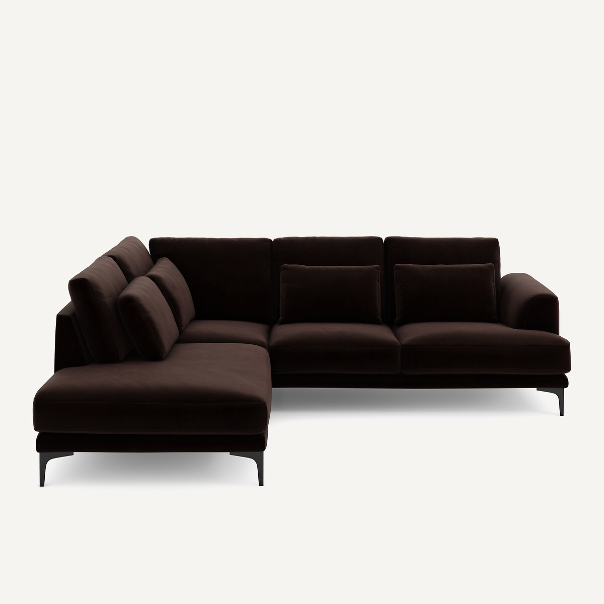 Γωνιακός καναπές με δεξιά κλειστή γωνία και βελούδινη ταπετσαρία Μ222xΠ258xΥ83cm