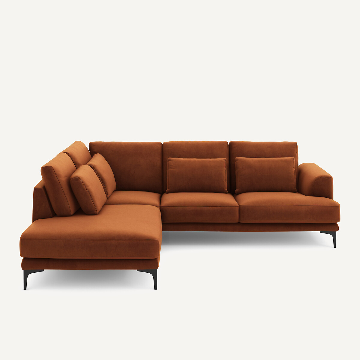 Γωνιακός καναπές με δεξιά κλειστή γωνία και βελούδινη ταπετσαρία Μ222xΠ258xΥ83cm