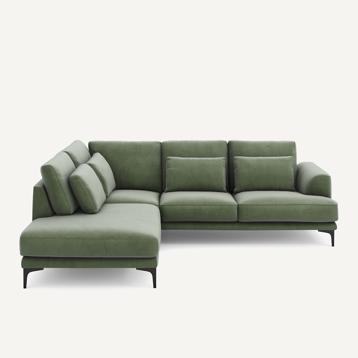 Γωνιακός καναπές με δεξιά κλειστή γωνία και βελούδινη ταπετσαρία Μ222xΠ258xΥ83cm