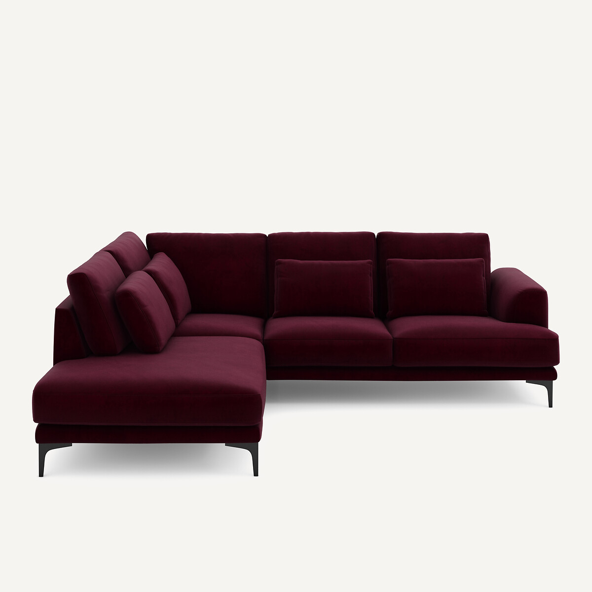 Γωνιακός καναπές με δεξιά κλειστή γωνία και βελούδινη ταπετσαρία Μ222xΠ258xΥ83cm