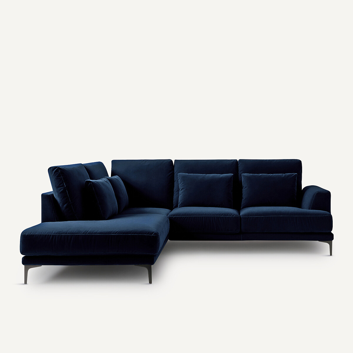 Γωνιακός καναπές με αριστερή κλειστή γωνία και βελούδινη ταπετσαρία Μ222xΠ258xΥ83cm