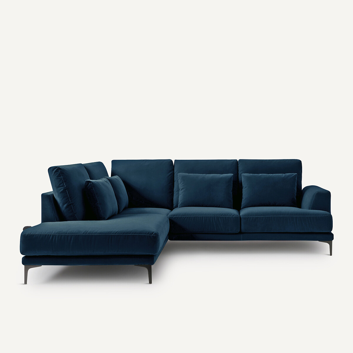 Γωνιακός καναπές με αριστερή κλειστή γωνία και βελούδινη ταπετσαρία Μ222xΠ258xΥ83cm