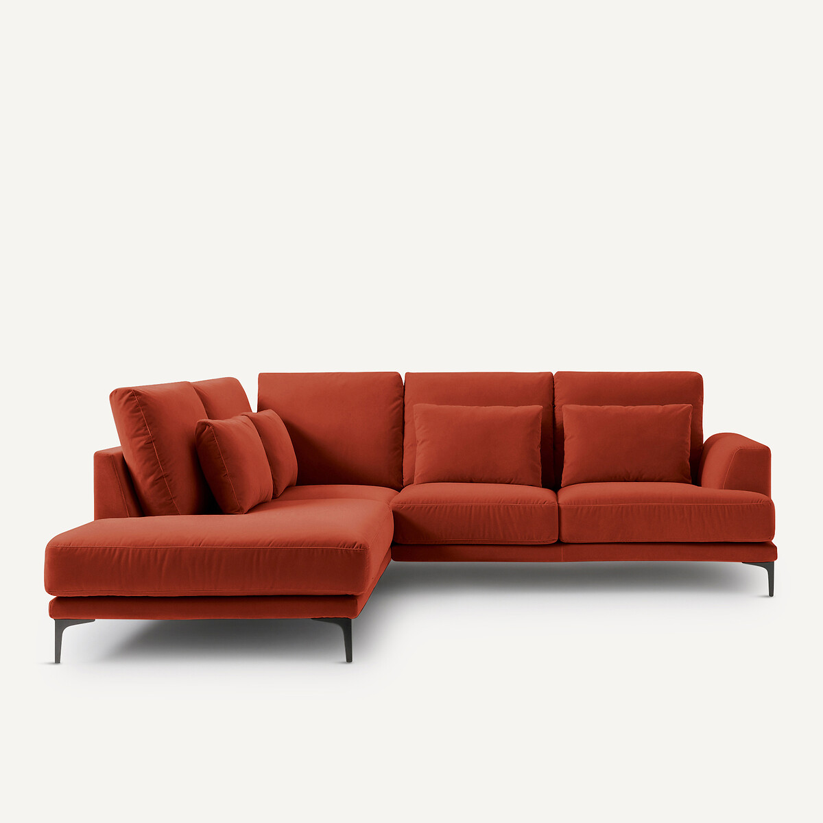 Γωνιακός καναπές με αριστερή κλειστή γωνία και βελούδινη ταπετσαρία Μ222xΠ258xΥ83cm