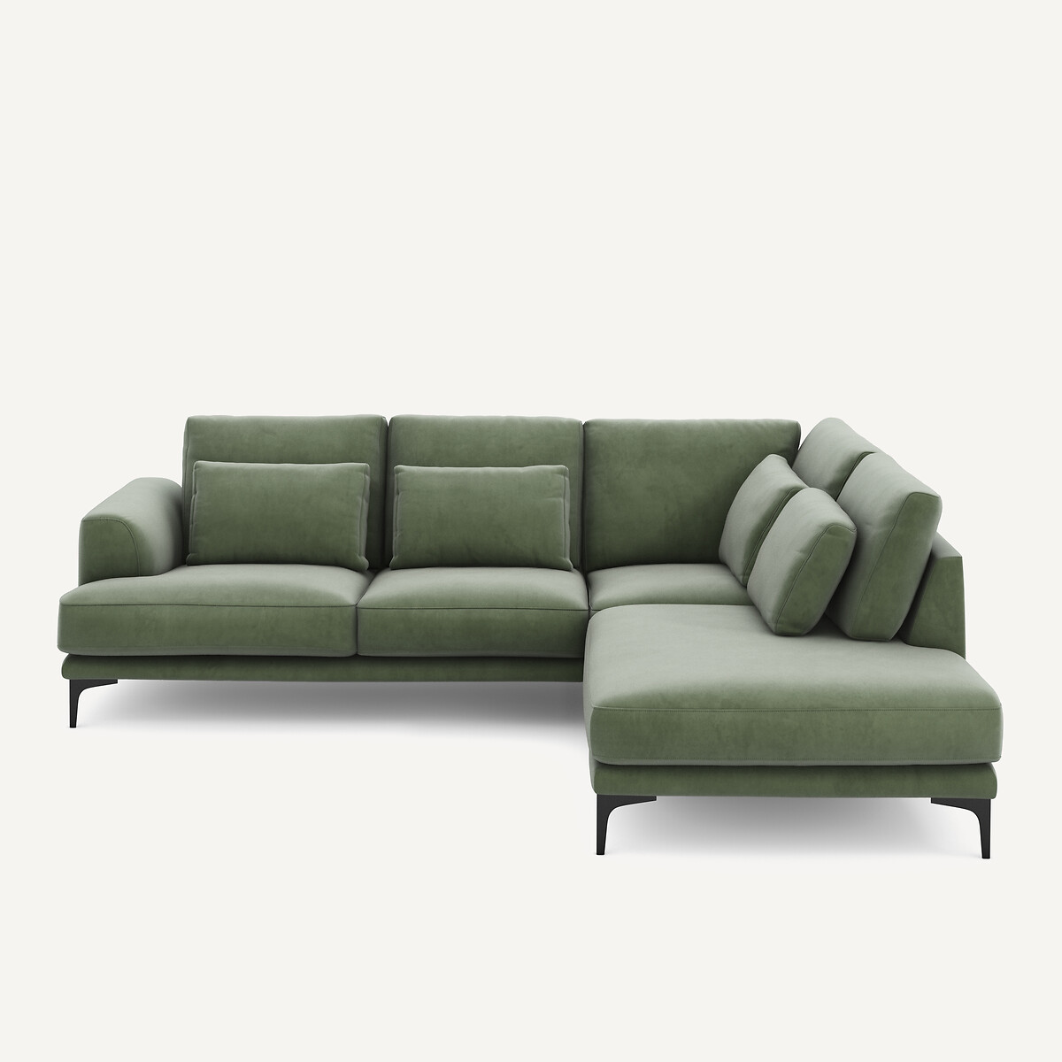 Γωνιακός καναπές με αριστερή κλειστή γωνία και βελούδινη ταπετσαρία Μ222xΠ258xΥ83cm