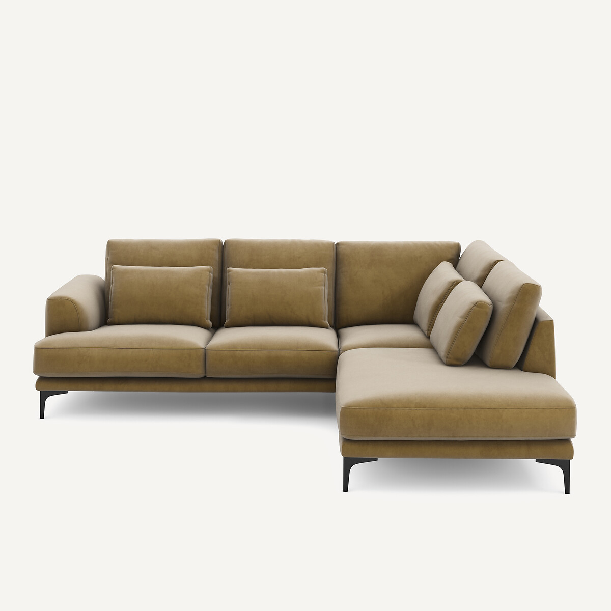 Γωνιακός καναπές με αριστερή κλειστή γωνία και βελούδινη ταπετσαρία Μ222xΠ258xΥ83cm