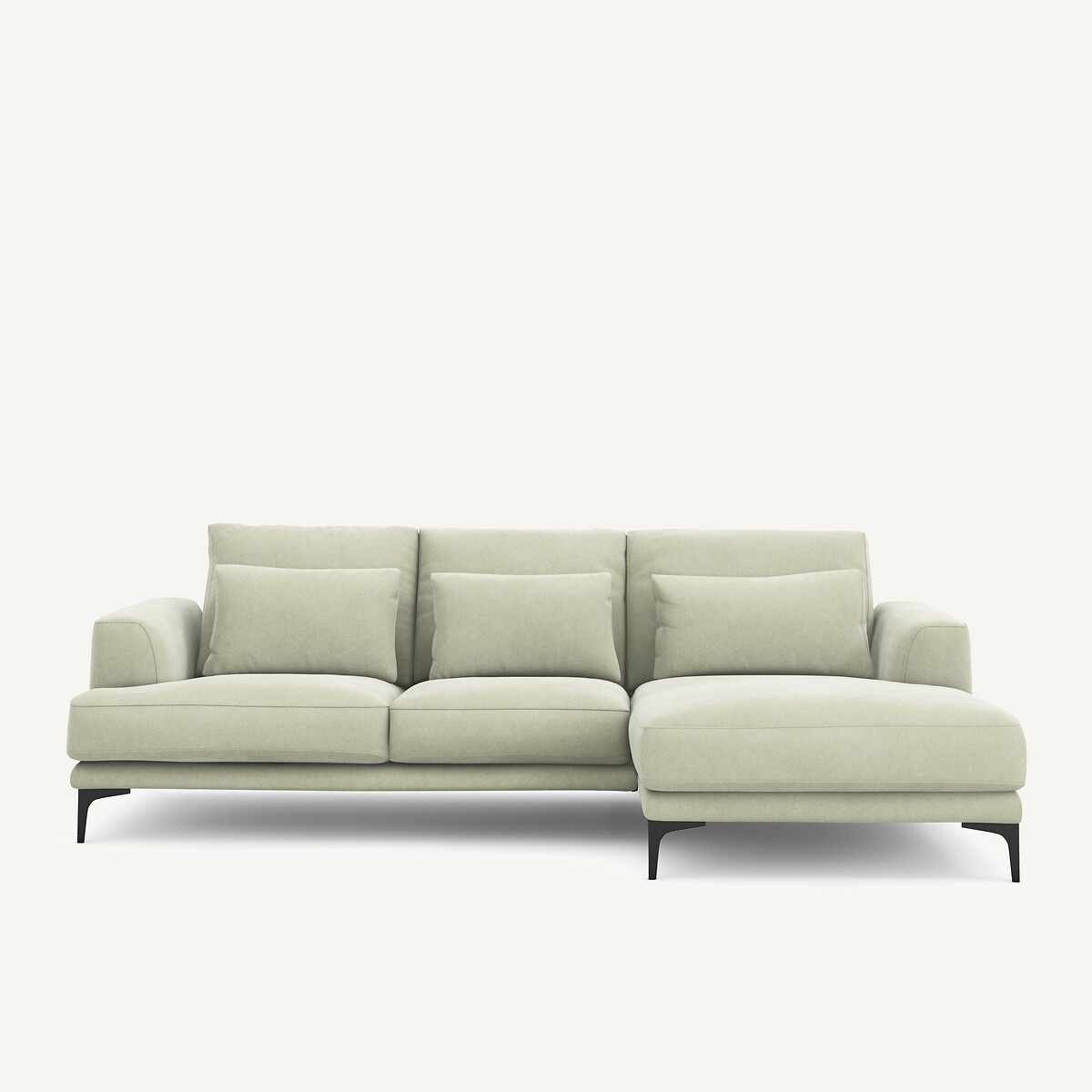 Γωνιακός δεξιός καναπές με βελούδινη ταπετσαρία stonewashed Μ149xΠ258xΥ83cm