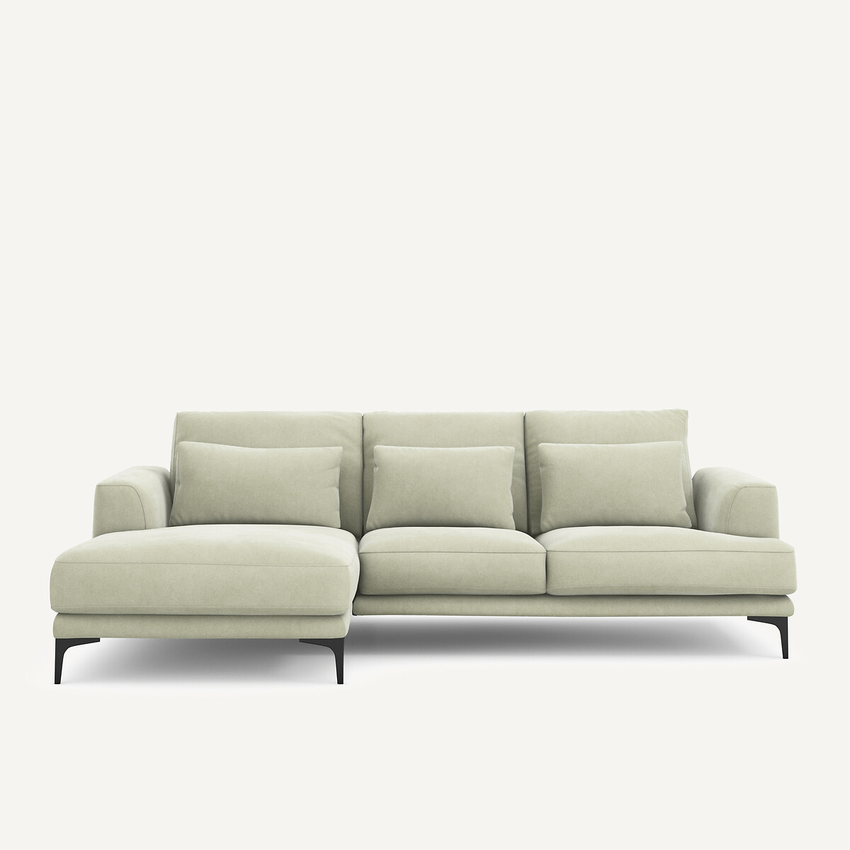 Γωνιακός αριστερός καναπές με βελούδινη ταπετσαρία stonewashed Μ149xΠ258xΥ83cm