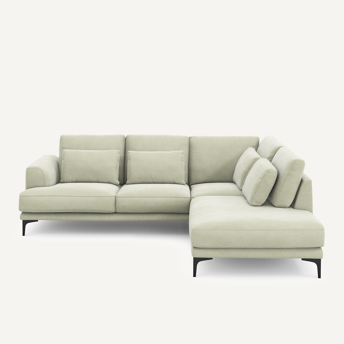 Γωνιακός καναπές με δεξιά κλειστή γωνία από βελούδο stonewashed Μ222xΠ258xΥ83cm