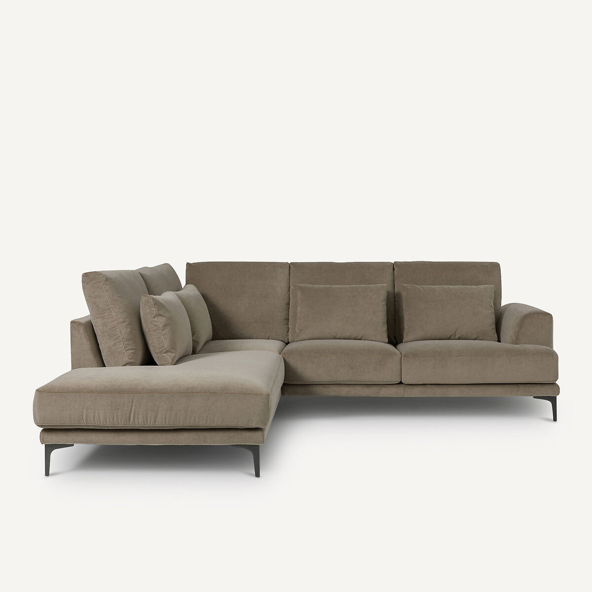 Γωνιακός καναπές με αριστερή κλειστή γωνία από βελούδο stonewashed Μ222xΠ258xΥ83cm