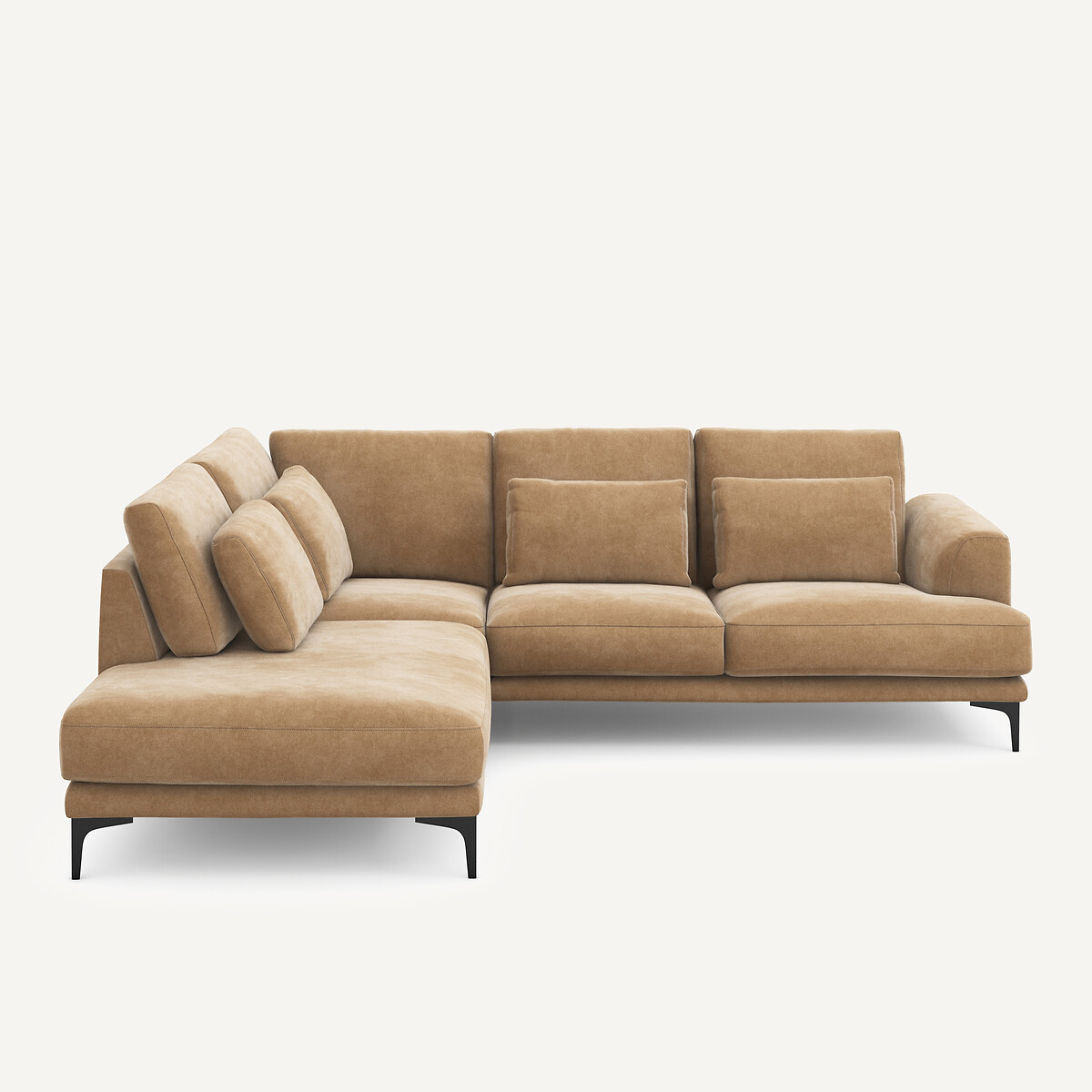 Γωνιακός καναπές με αριστερή κλειστή γωνία από βελούδο stonewashed Μ222xΠ258xΥ83cm