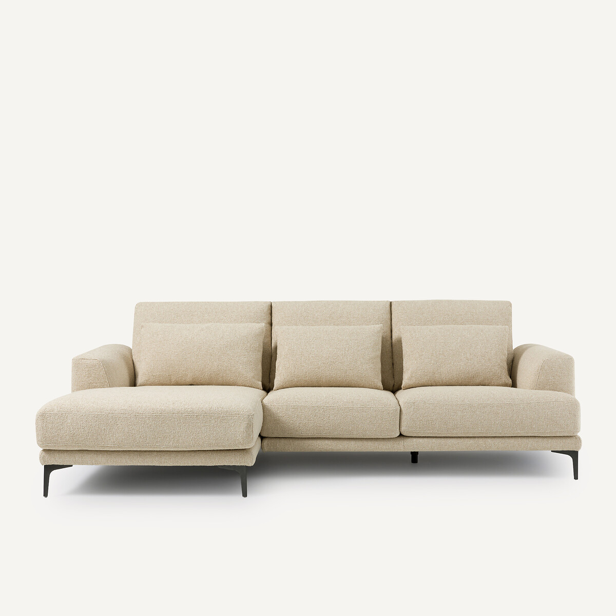 Γωνιακός αριστερός καναπές με μπουκλέ ταπετσαρία Μ149xΠ258xΥ83cm