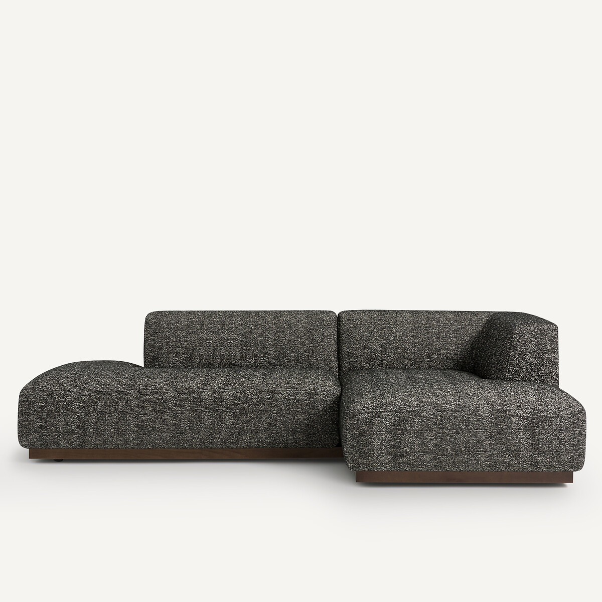 Γωνιακός δεξιός καναπές XL με μπουκλέ ταπετσαρία Μ152xΠ282xΥ67cm