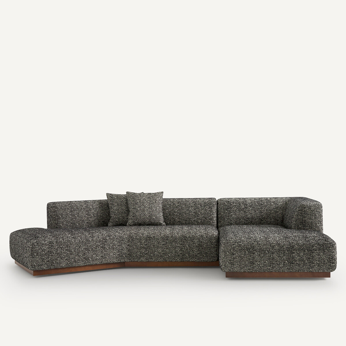 Γωνιακός δεξιός καναπές με μπουκλέ ταπετσαρία Μ152xΠ323xΥ67cm