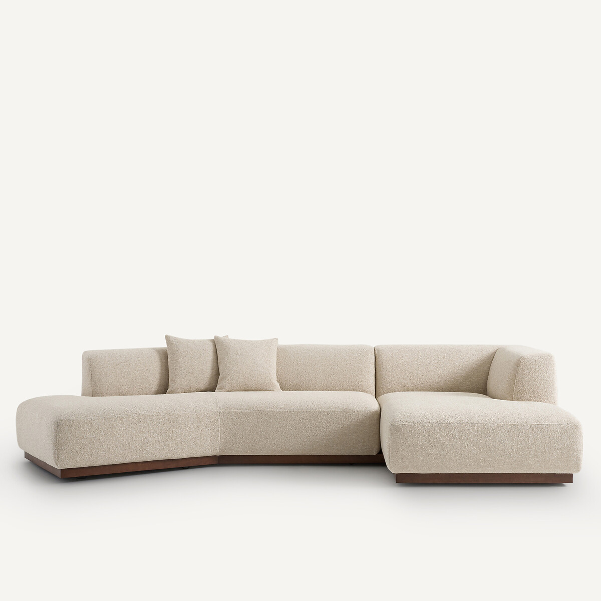 Γωνιακός δεξιός καναπές με μπουκλέ ταπετσαρία Μ152xΠ323xΥ67cm