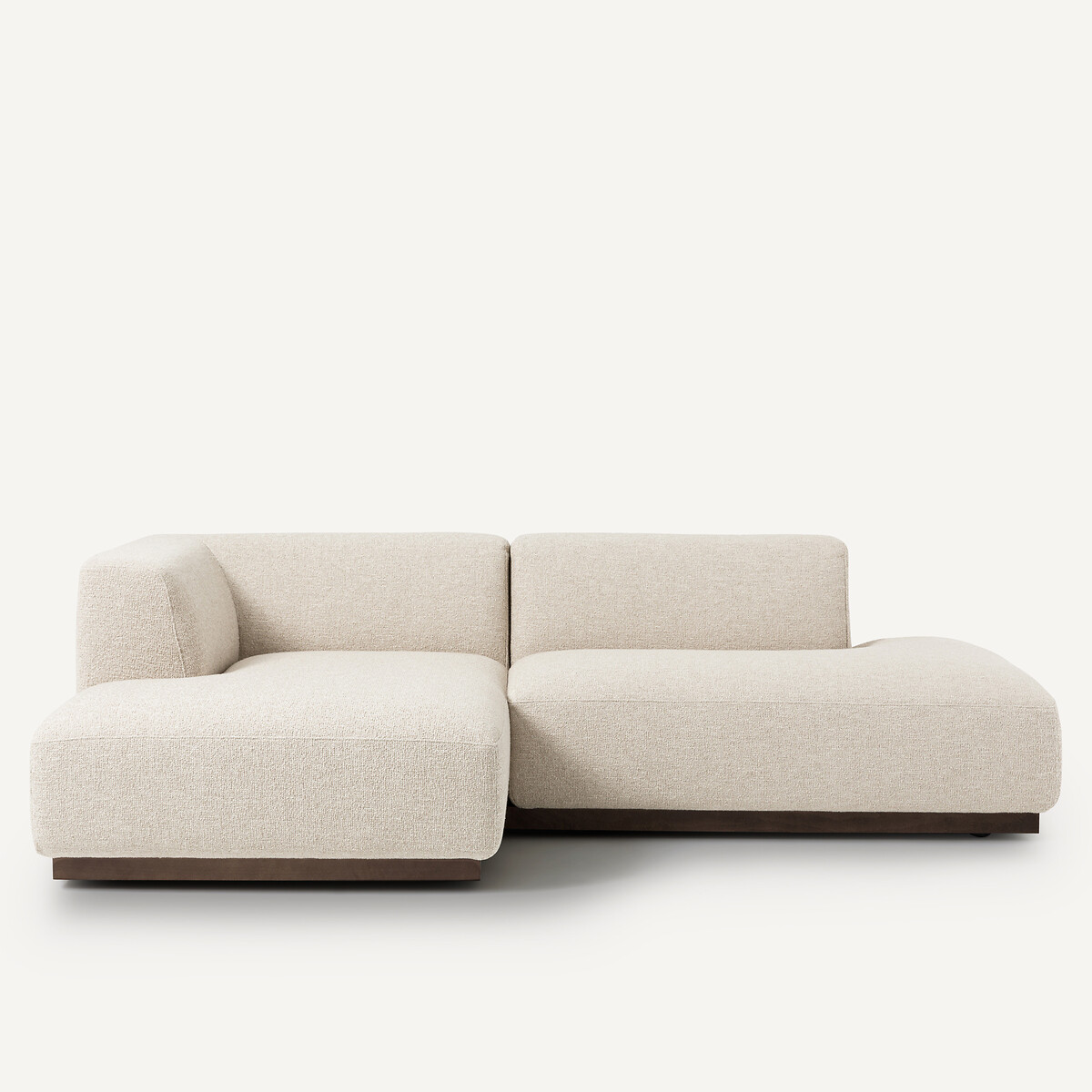 Γωνιακός αριστερός καναπές με μπουκλέ ταπετσαρία Μ152xΠ232xΥ67cm