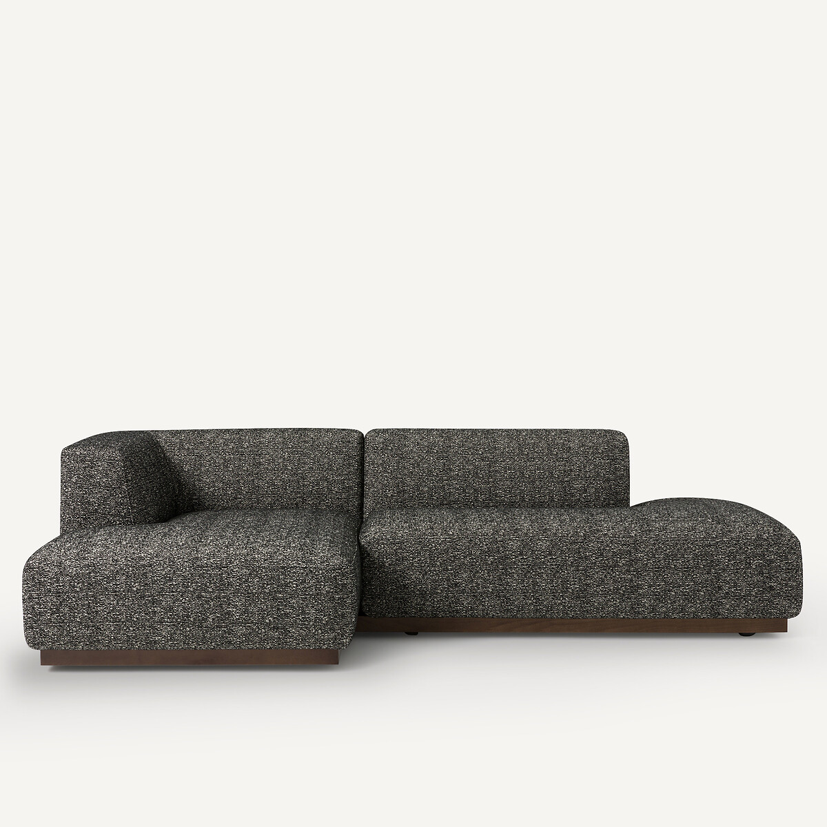 Γωνιακός αριστερός καναπές XL με μπουκλέ ταπετσαρία Μ152xΠ282xΥ67cm