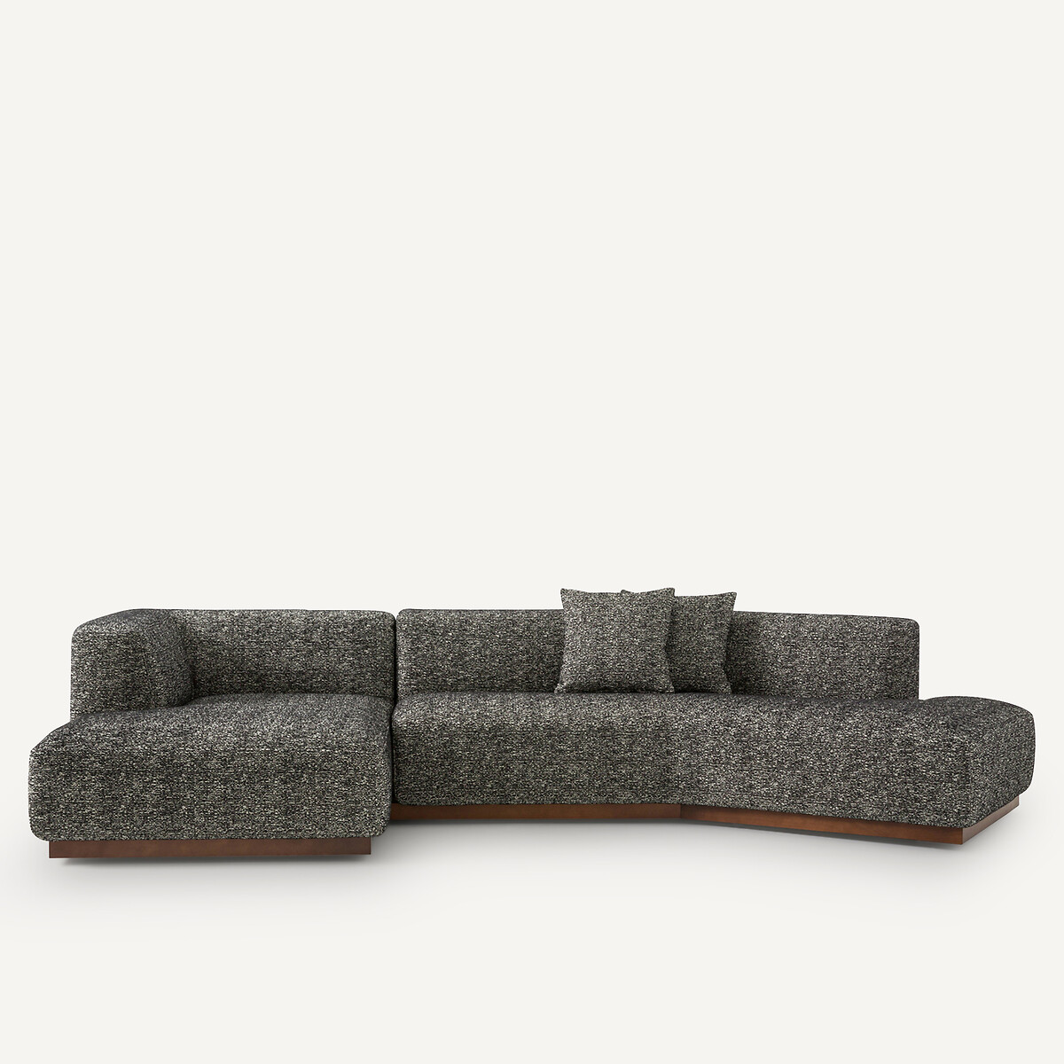 Γωνιακός αριστερός καναπές με μπουκλέ ταπετσαρία Μ152xΠ323xΥ67cm