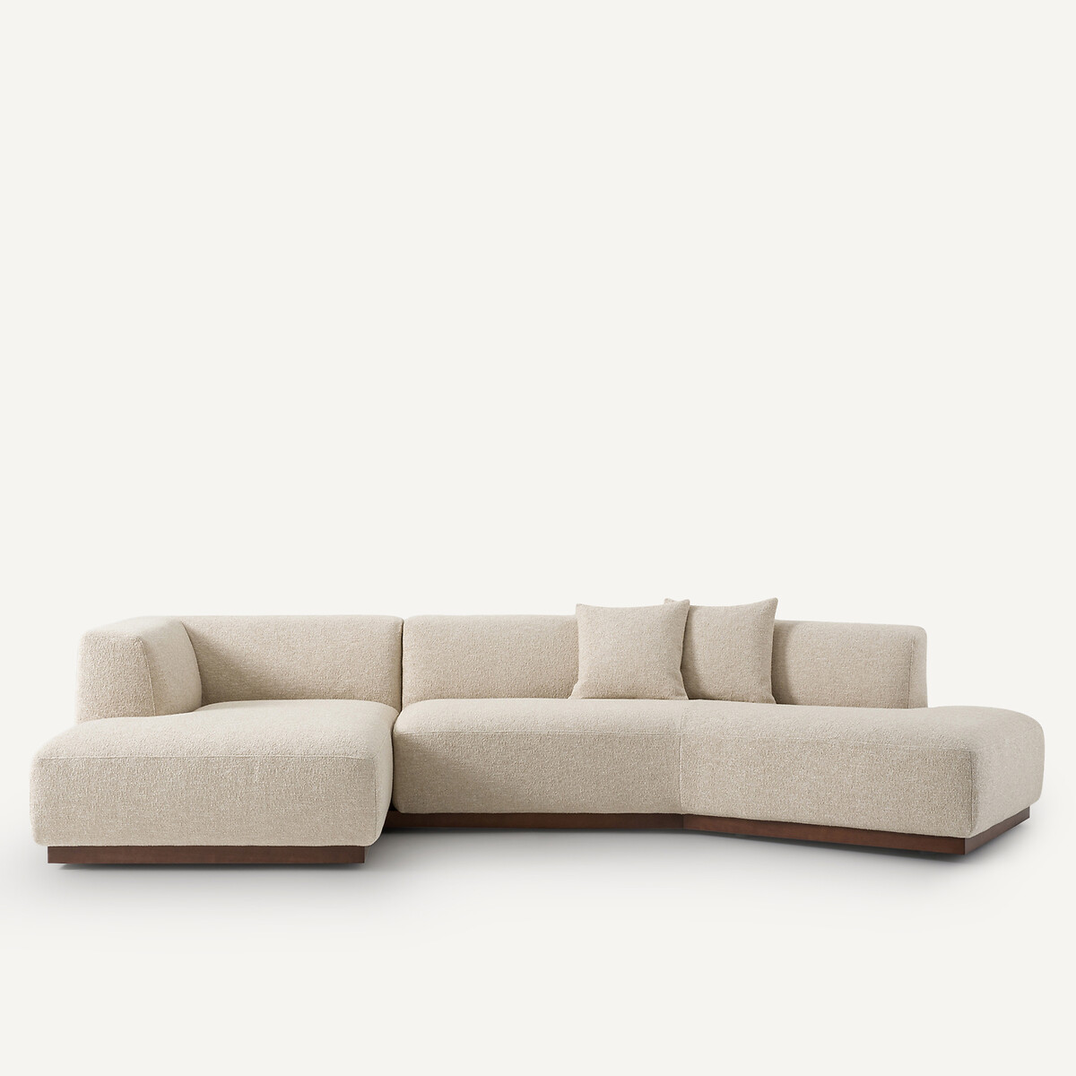 Γωνιακός αριστερός καναπές με μπουκλέ ταπετσαρία Μ152xΠ323xΥ67cm