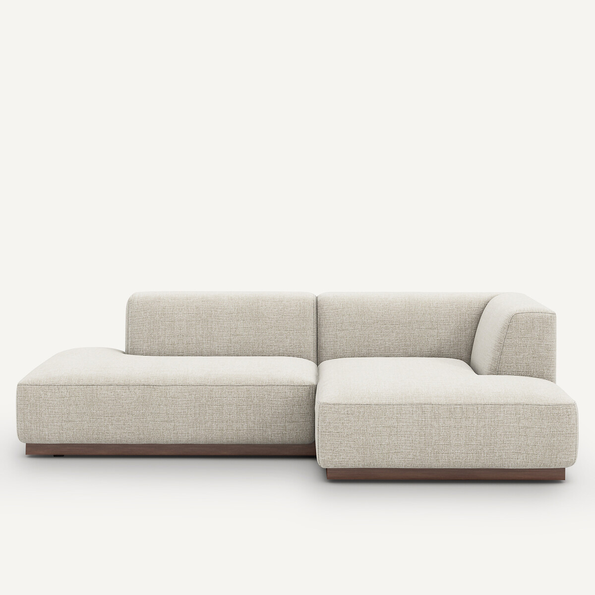 Γωνιακός δεξιός καναπές με ταπετσαρία από μελανζέ ύφασμα Μ152xΠ232xΥ67cm