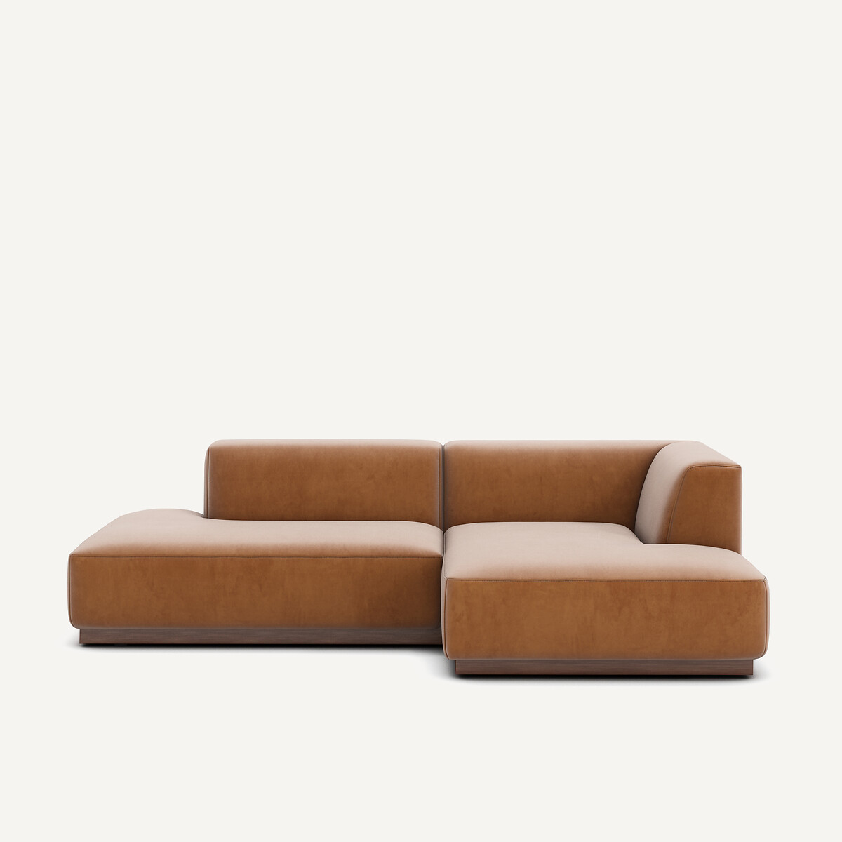 Γωνιακός δεξιός καναπές με βελούδινη ταπετσαρία Μ152xΠ232xΥ67cm