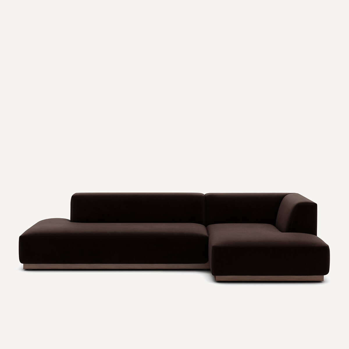 Γωνιακός δεξιός καναπές XL με βελούδινη ταπετσαρία Μ152xΠ282xΥ67cm