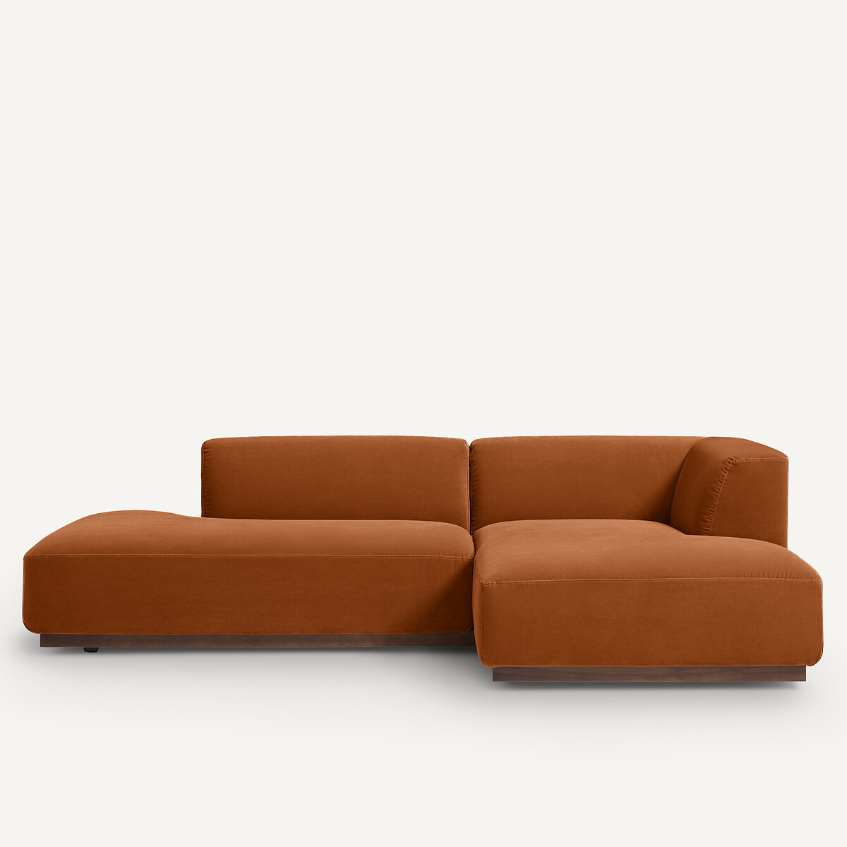 Γωνιακός δεξιός καναπές XL με βελούδινη ταπετσαρία Μ152xΠ282xΥ67cm