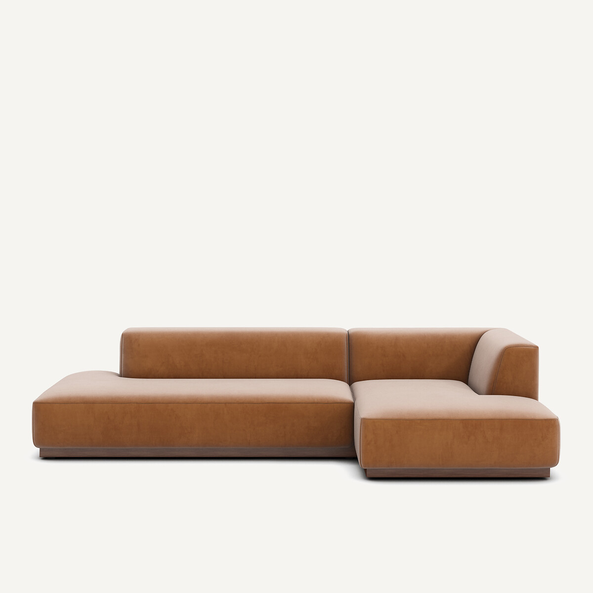 Γωνιακός δεξιός καναπές XL με βελούδινη ταπετσαρία Μ152xΠ282xΥ67cm